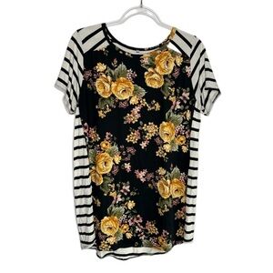 Cool Melon Striped and Floral Top XL